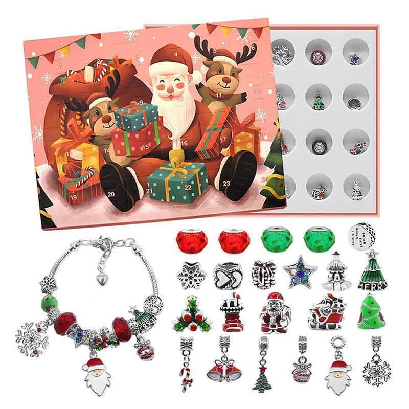 👑Calendrier De Compte à Rebours 24 jours Bricolage Perlé Boîte Aveugle Cadeau De Noël Bracelet