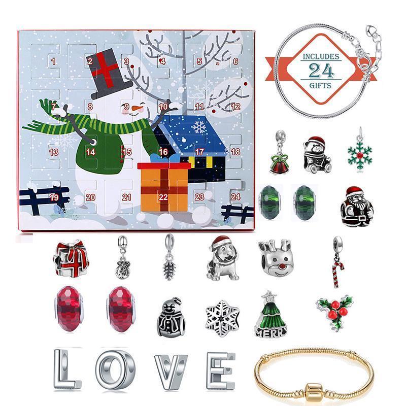 👑Calendrier De Compte à Rebours 24 jours Bricolage Perlé Boîte Aveugle Cadeau De Noël Bracelet