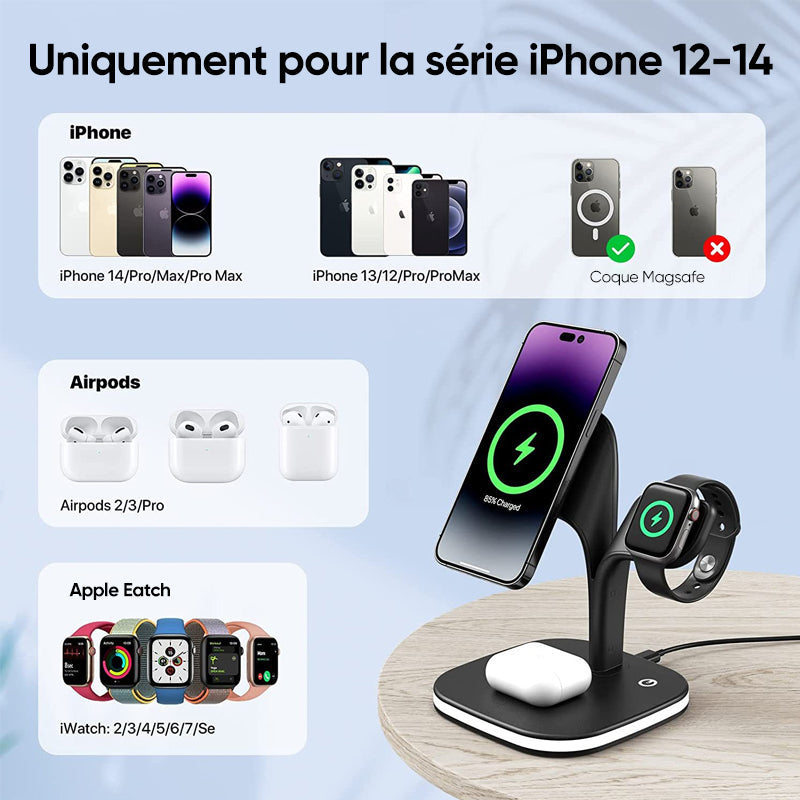 Chargeur sans fil magnétique 3 en 1