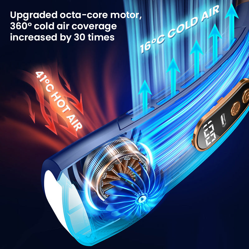 Ventilateur de cou suspendu portable avec lumières colorées