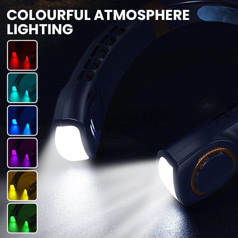 Ventilateur de cou suspendu portable avec lumières colorées