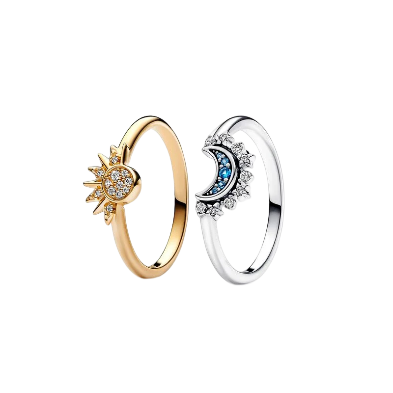 Bague soleil et lune célestes