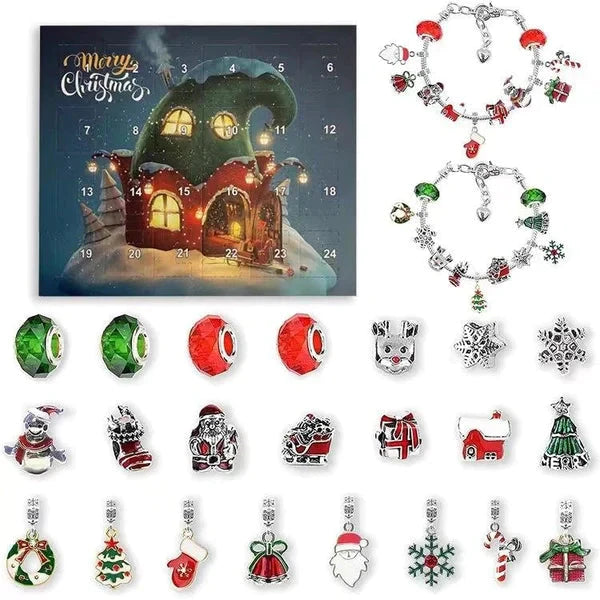 👑Calendrier De Compte à Rebours 24 jours Bricolage Perlé Boîte Aveugle Cadeau De Noël Bracelet