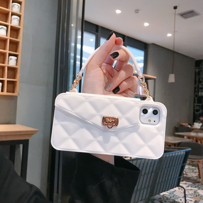 Etui pour téléphone portable avec chaîne en silicone souple