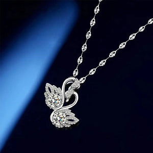 Pendentif double cygne en Moissanite