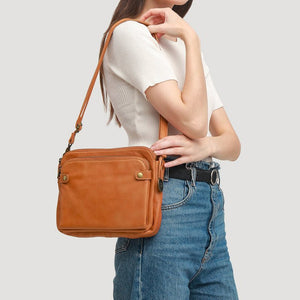 Sac à bandoulière et pochette en cuir à trois couches