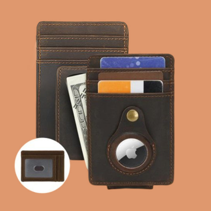Porte-cartes en cuir avec emplacement pour localisateur