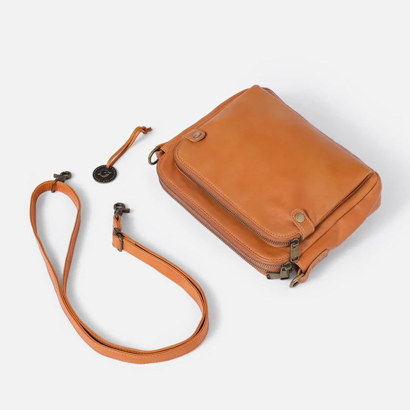 Sac à bandoulière et pochette en cuir à trois couches
