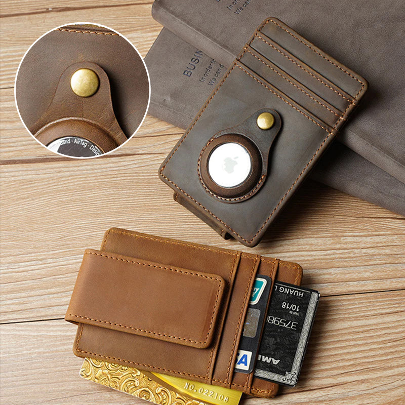 Porte-cartes en cuir avec emplacement pour localisateur
