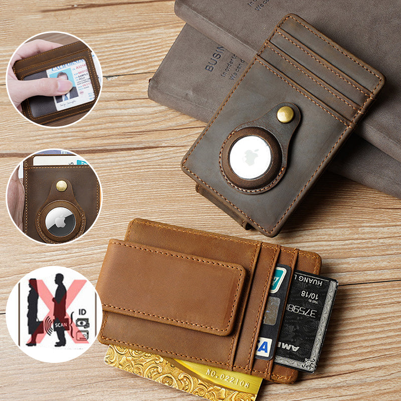 Porte-cartes en cuir avec emplacement pour localisateur