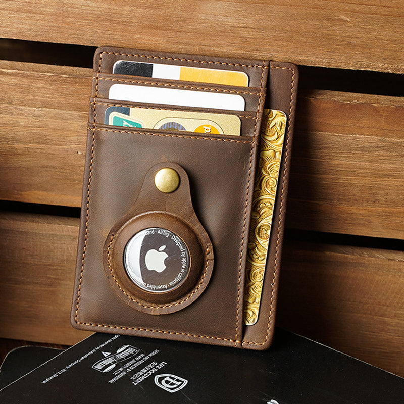 Porte-cartes en cuir avec emplacement pour localisateur