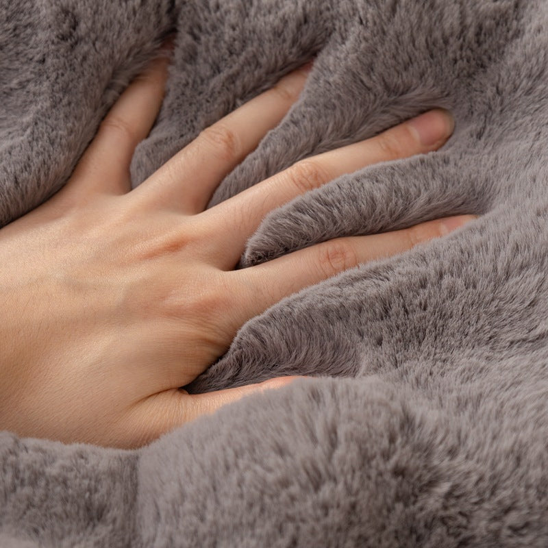 Housse de canapé antidérapante en peluche de couleur unie