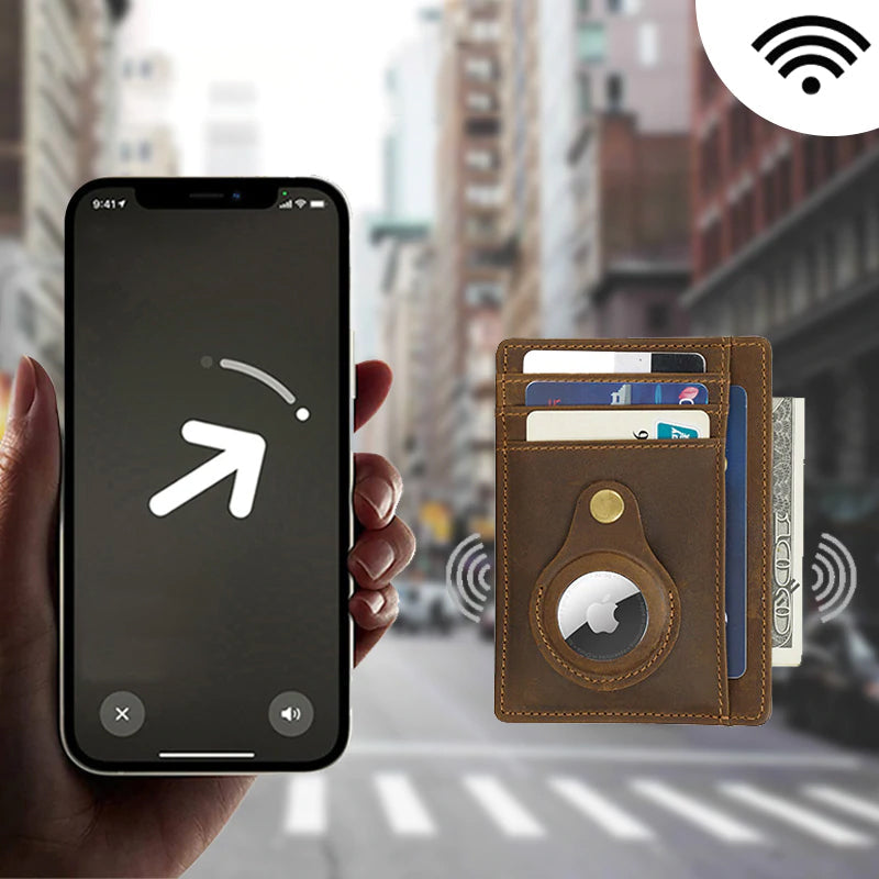 Porte-cartes en cuir avec emplacement pour localisateur