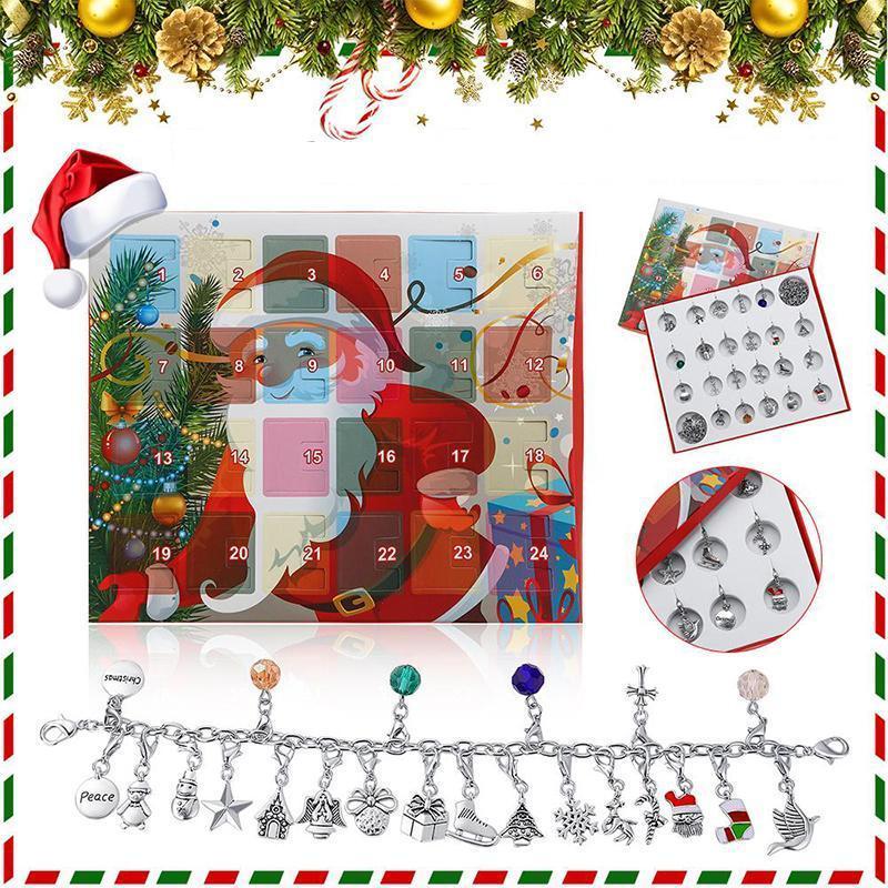 👑Calendrier De Compte à Rebours 24 jours Bricolage Perlé Boîte Aveugle Cadeau De Noël Bracelet