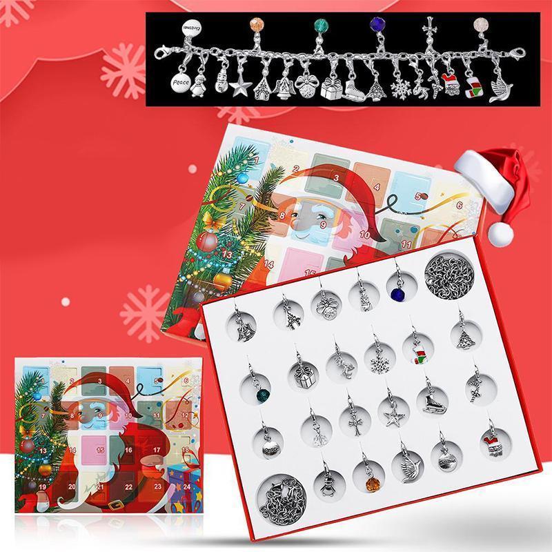 👑Calendrier De Compte à Rebours 24 jours Bricolage Perlé Boîte Aveugle Cadeau De Noël Bracelet