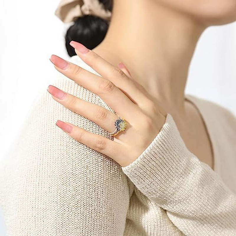 Bague soleil et lune célestes