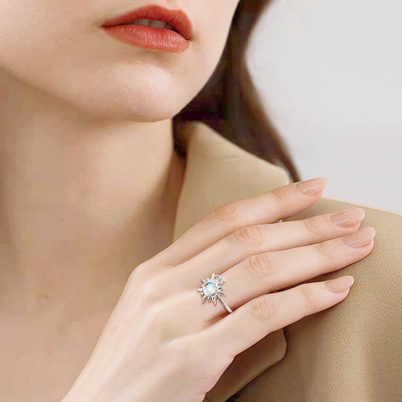 Bague en Pierre de Lune Rotative Sun