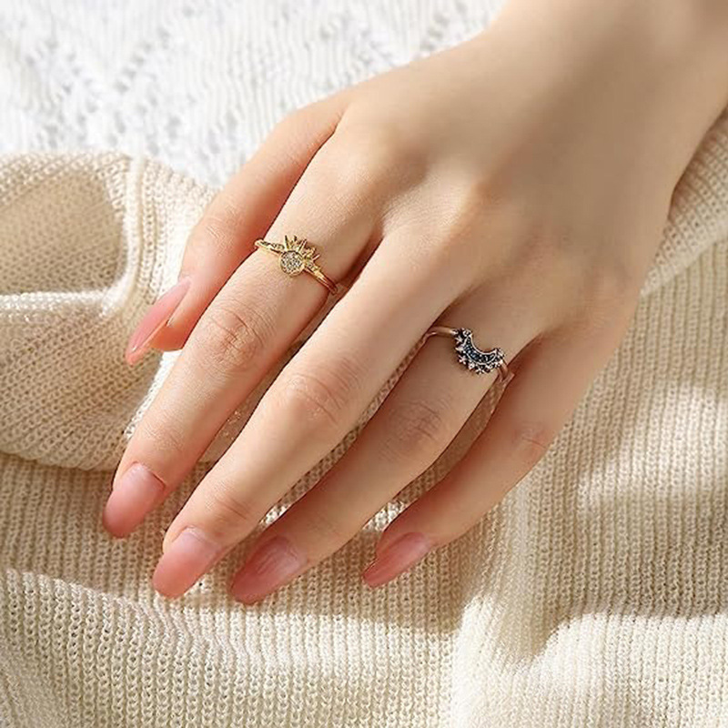 Bague soleil et lune célestes