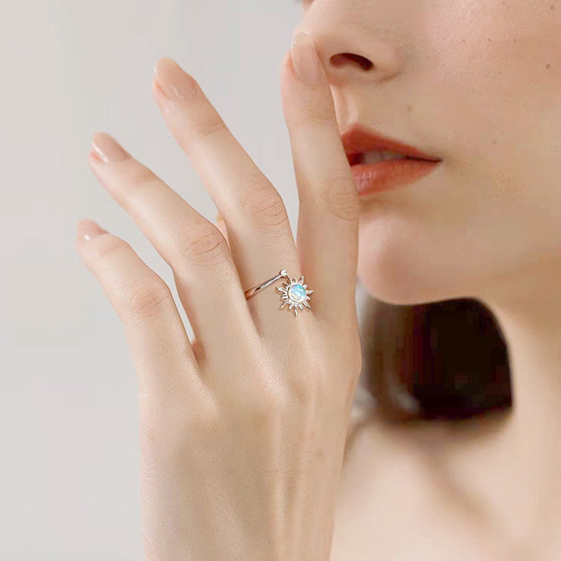 Bague en Pierre de Lune Rotative Sun