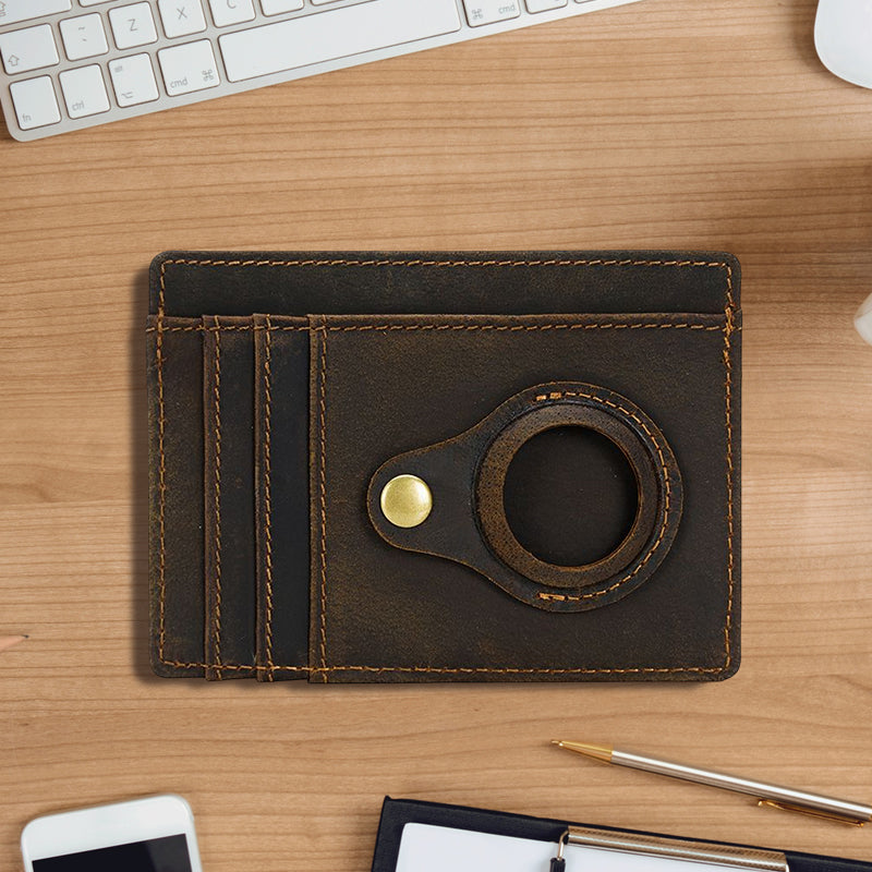 Porte-cartes en cuir avec emplacement pour localisateur