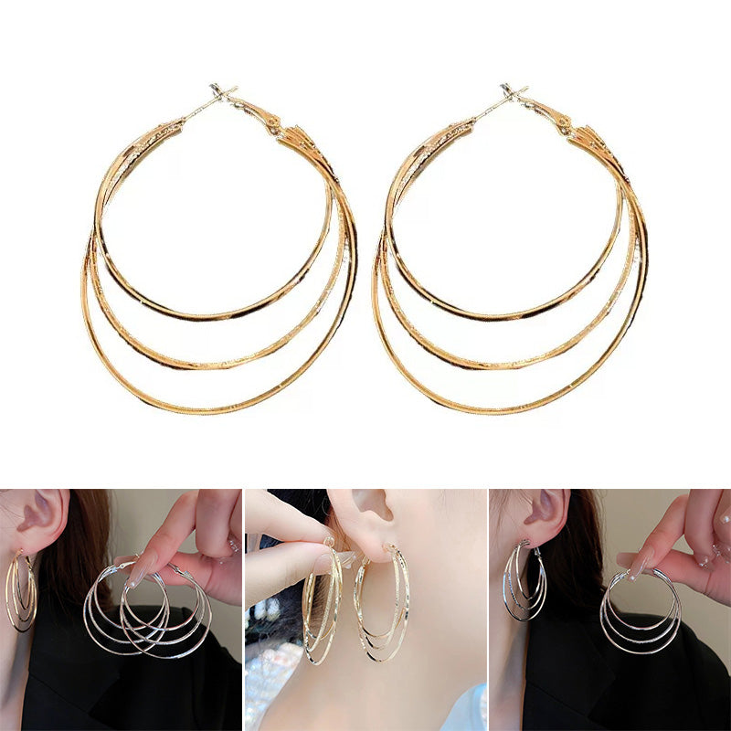 Boucles d'oreilles créoles multicouches