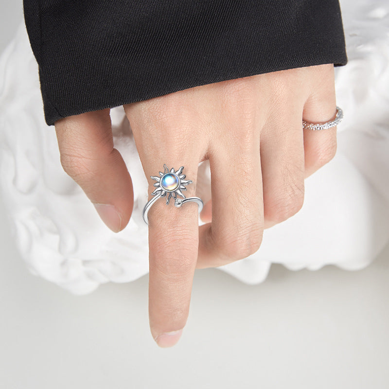 Bague en Pierre de Lune Rotative Sun