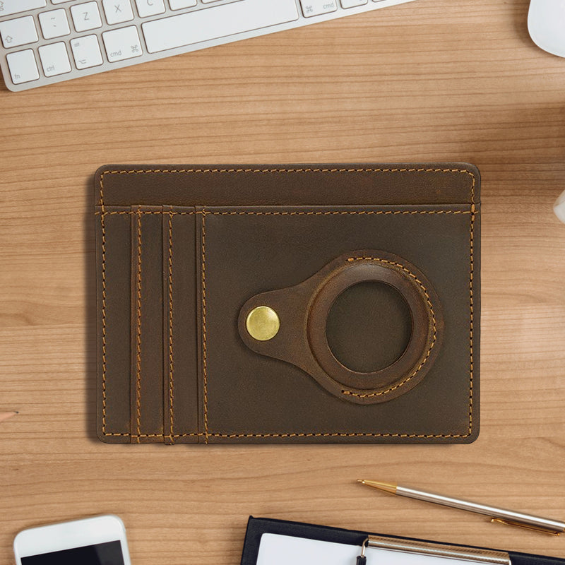 Porte-cartes en cuir avec emplacement pour localisateur