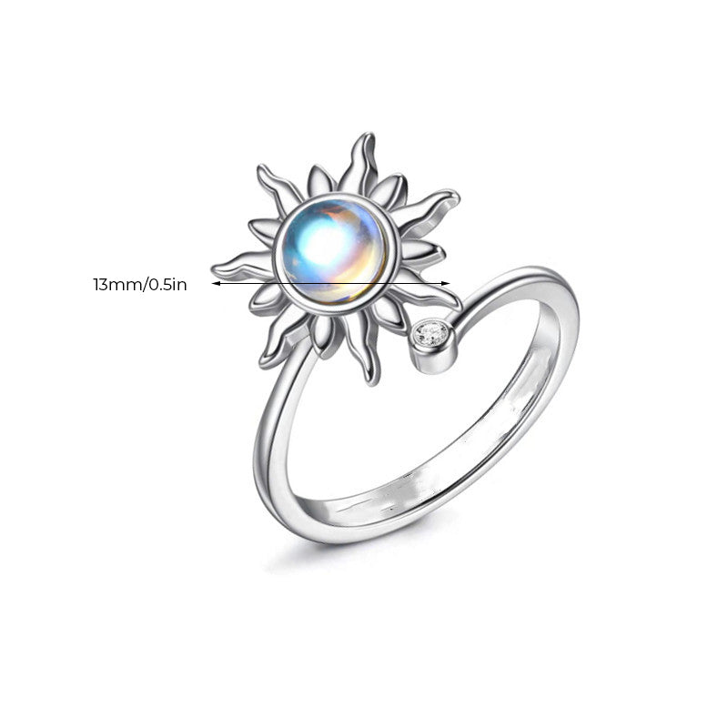 Bague en Pierre de Lune Rotative Sun