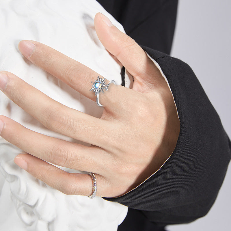 Bague en Pierre de Lune Rotative Sun
