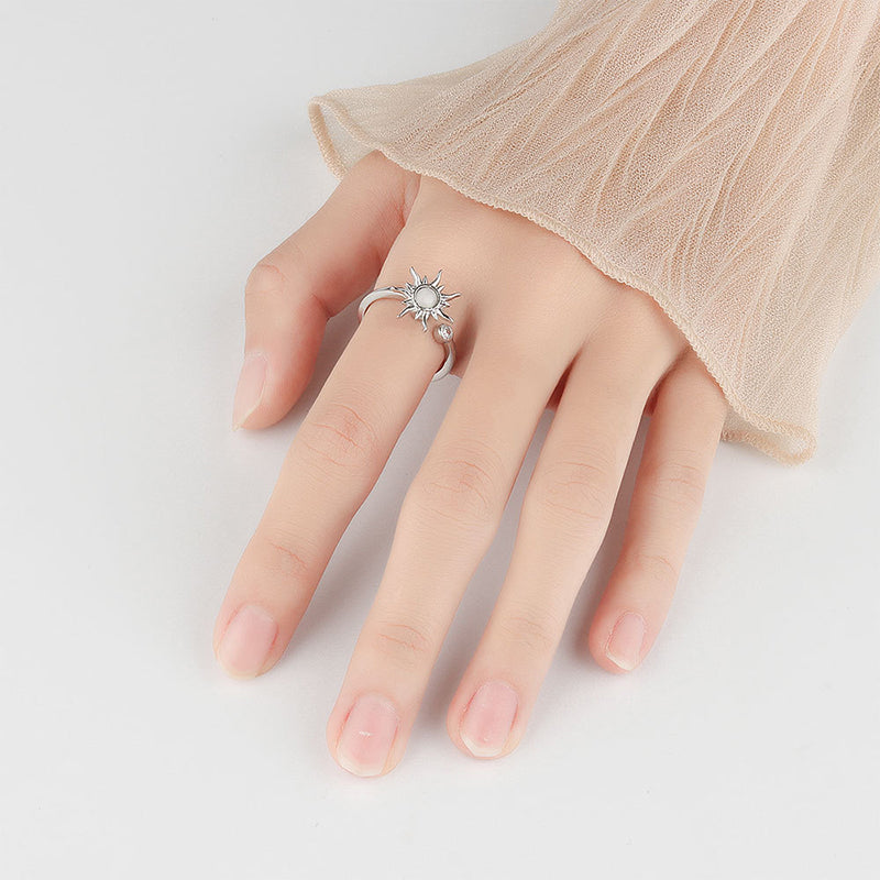 Bague en Pierre de Lune Rotative Sun