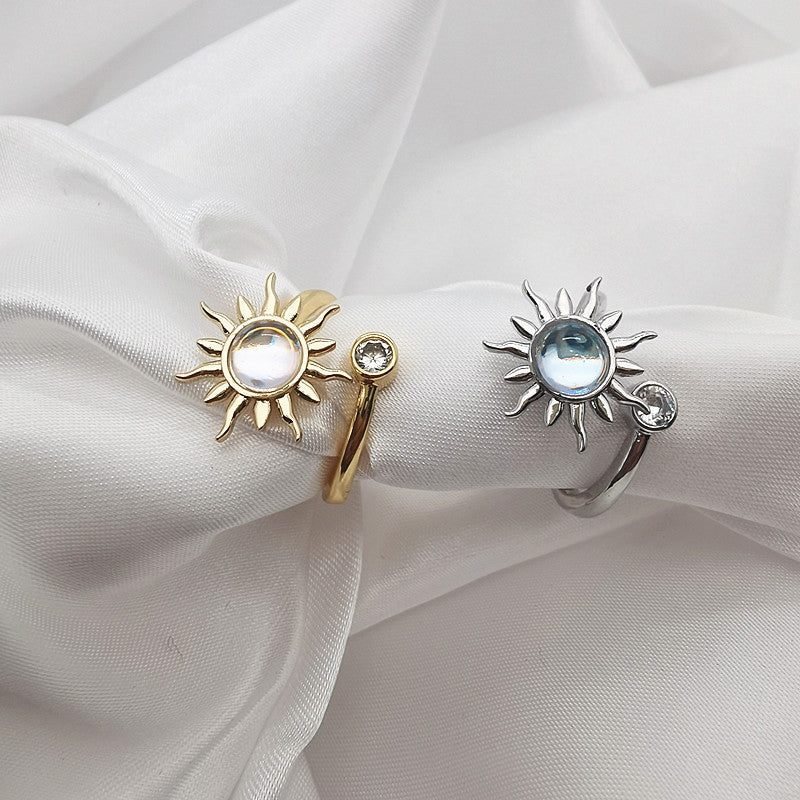 Bague en Pierre de Lune Rotative Sun