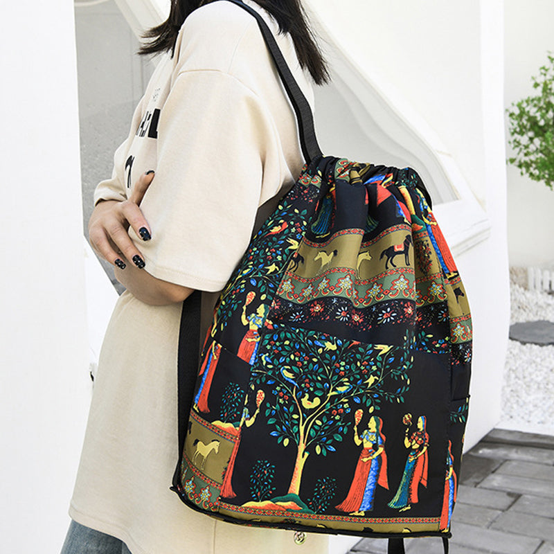 Sac à dos de sport pliable de grande capacité avec cordon de serrage