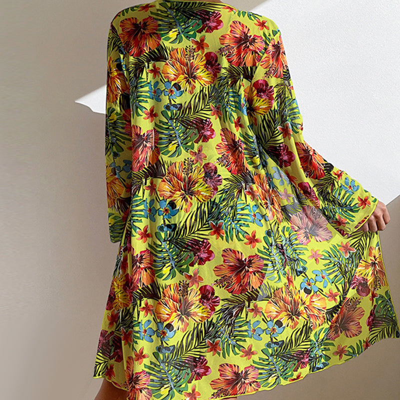 Bikini trois pièces à fleurs